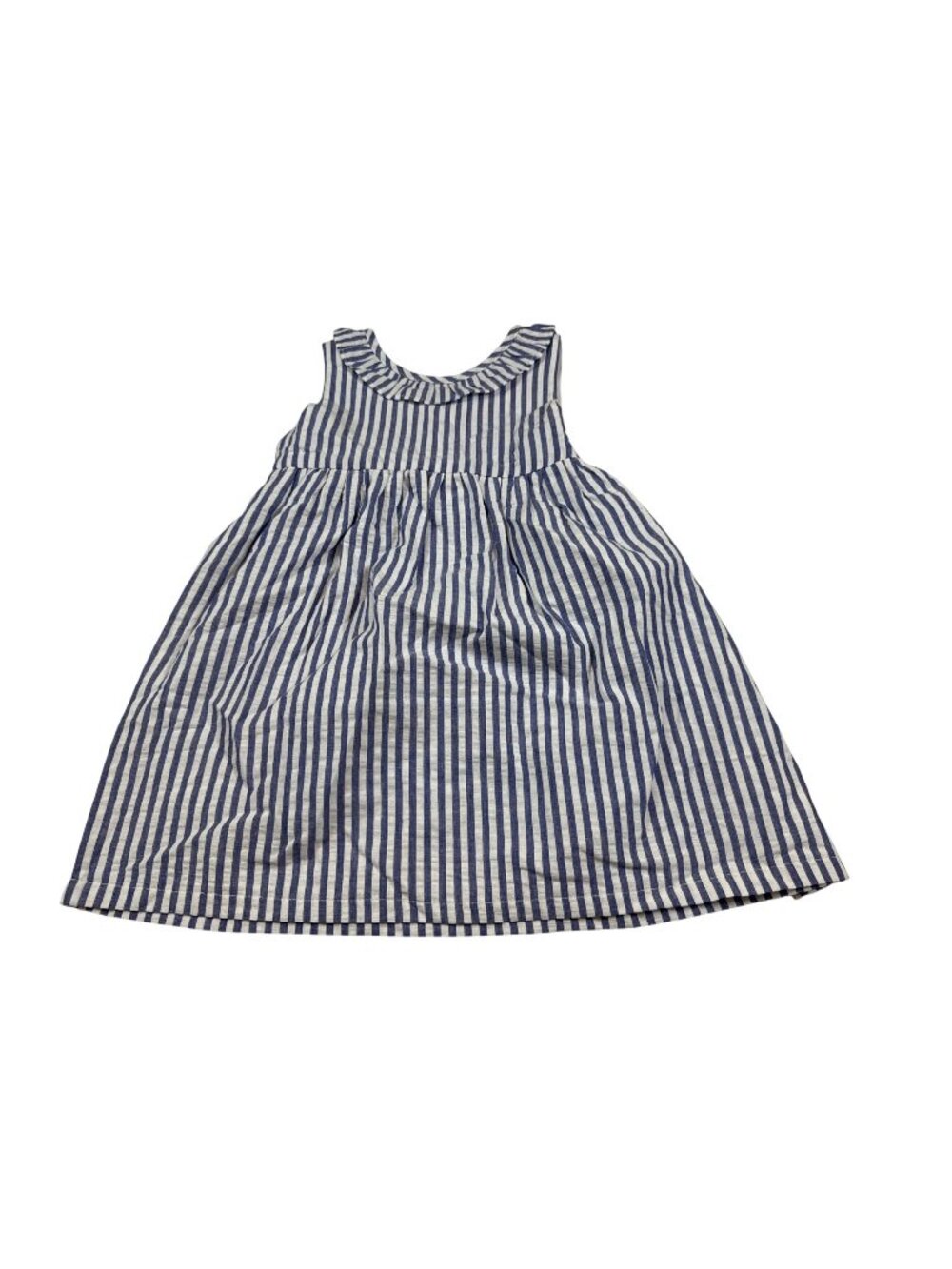 Stitchy Fish Girls Blue & White Striped Cotton Dress 5 Sleeveless Bow (L752)